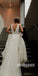 Charming V Neck Organza Applique V Back Long Wedding Dress for Brides, YH1126